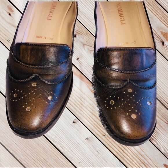 BRUNO MAGLI Brown Leather Wing Tip Loafer, EU 34 / US 2-1/2 - 3 - Picture 2 of 7